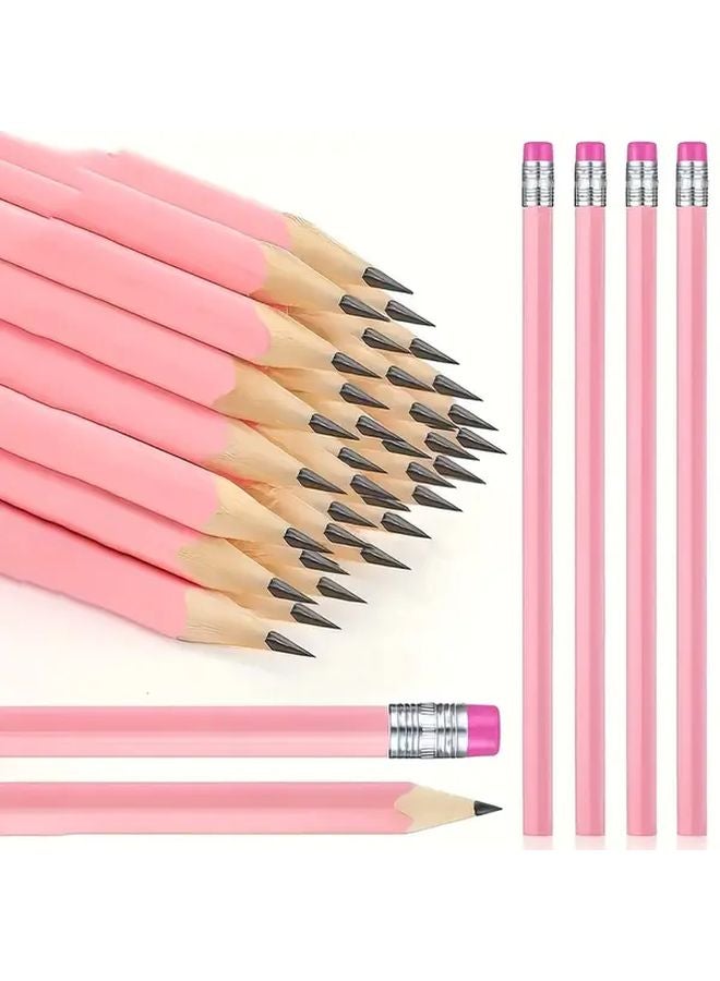 5pcs Pink HB Wooden Pencils With Eraser For Wedding School Art Drawing - Image 1